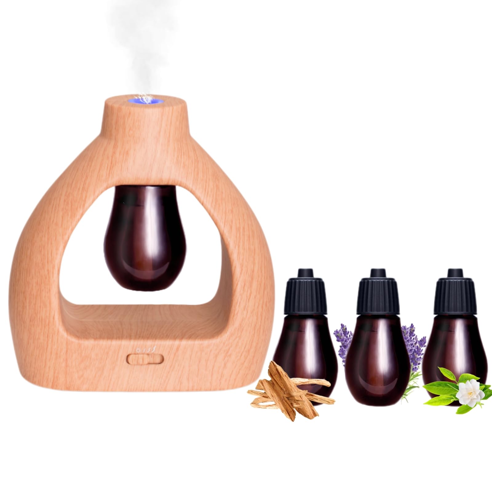 AGEMANYWaterless Essential Oils Diffuser Set - Portable Aroma Diffuser with 3 Refills - Cordless Aromatherapy Scent Diffusers Smart Mist USB Rechargeable for Home Bathroom Office Hotel Air Freshener