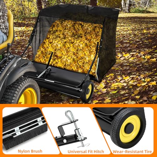 image for Garvee Tow Behind Lawn Sweeper 44 Inch, Large Capacity Heavy Duty Leaf