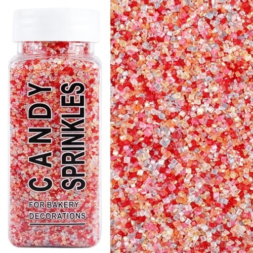 Image of Rainbow Sanding Sugar Sprinkles, 4.6 oz Edible Colorful Red Pink Sugar Crystals for Baking Topping, Cupcakes, Cookies, Ice Cream & Cake Decorating, Wedding Party Birthday Christmas Holiday Supplies