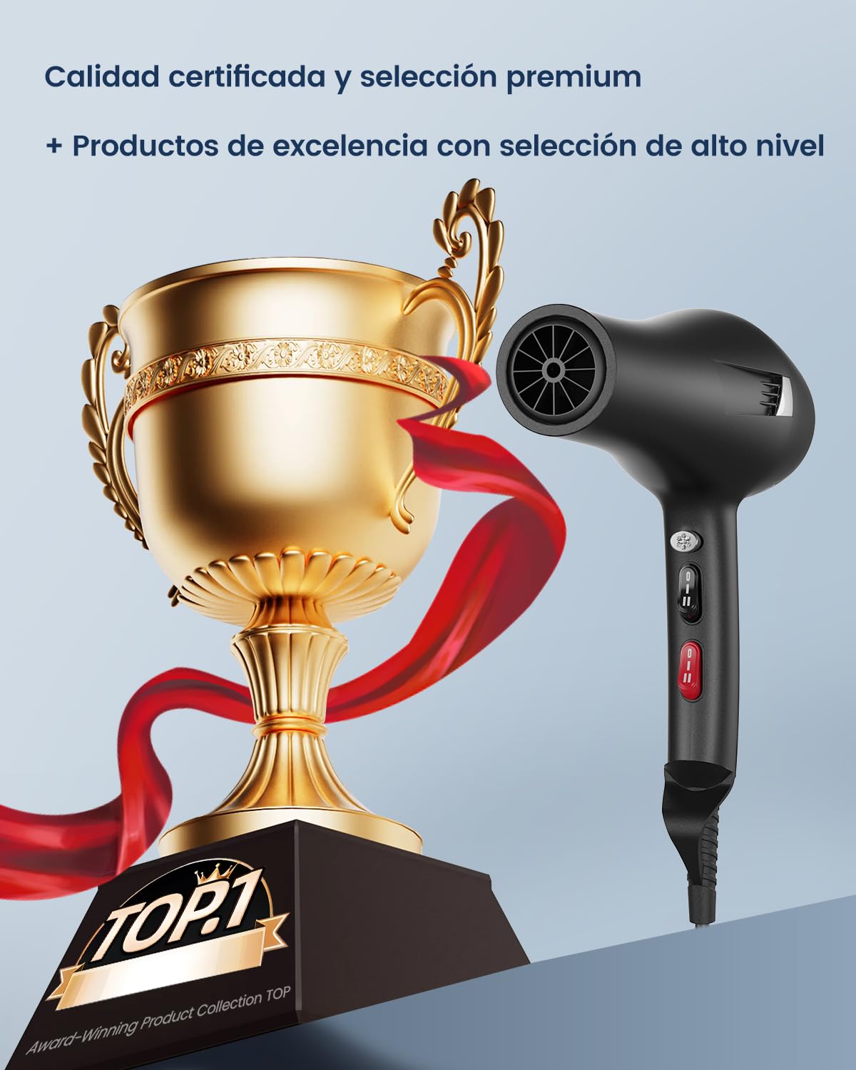 Secador Pelo Profesional Iónico Hair Dryer, secado rápido de salón sin encrespamiento, con difusor y concentradoras, 3 temperaturas, 2 velocidades y aire frío