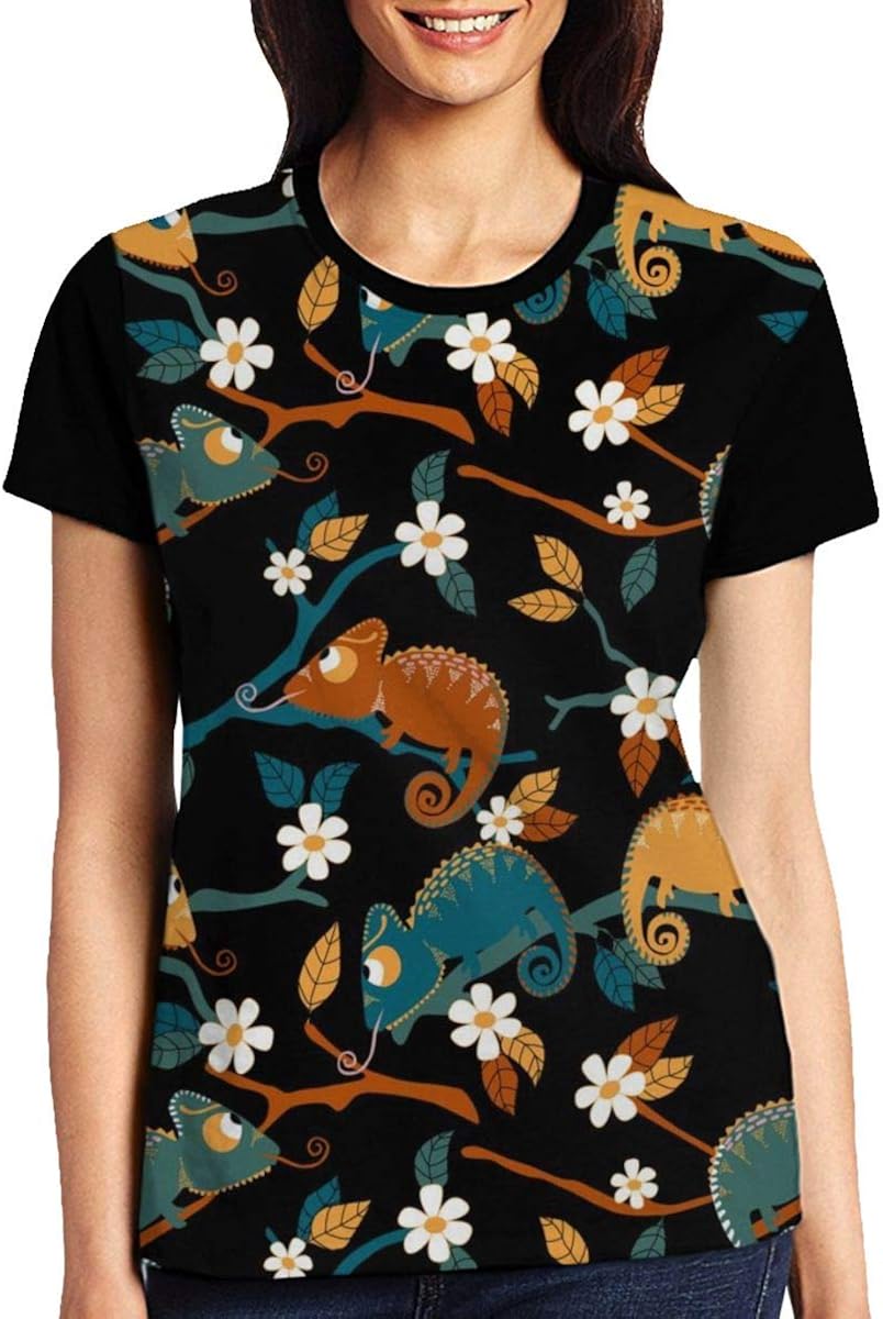 Animal On Black Womens Casual Crewneck TShirt Amazon.co.uk Clothing