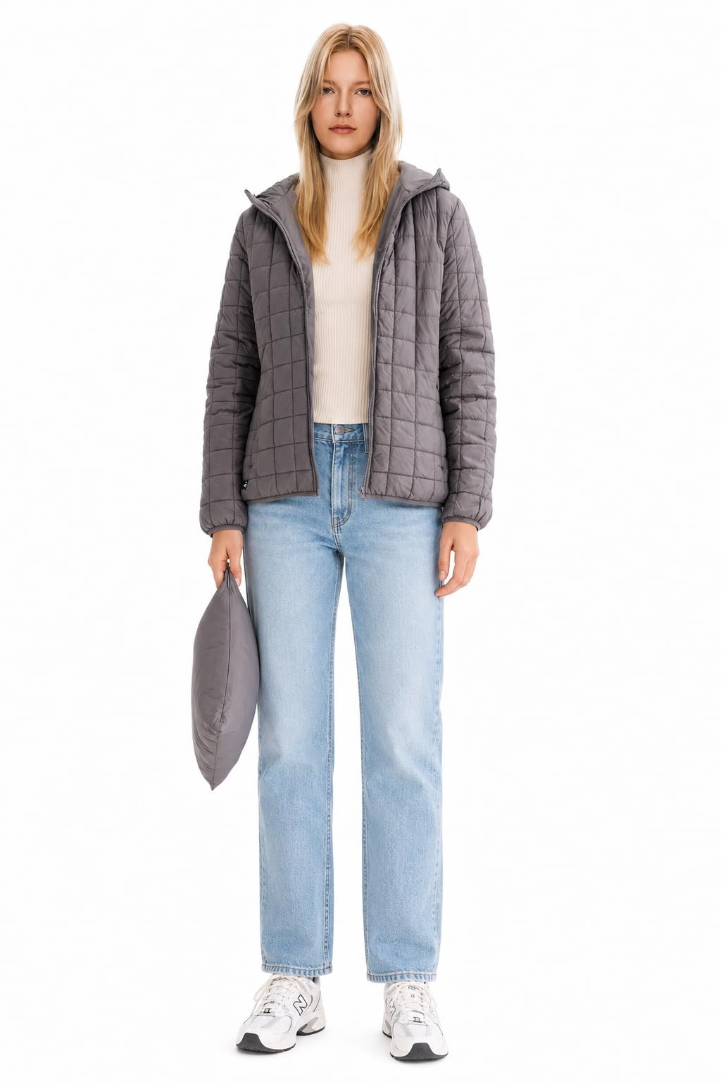 Orolay Chaqueta acolchada ligera con capucha para mujer, abrigo cálido con cremallera y bolsillos