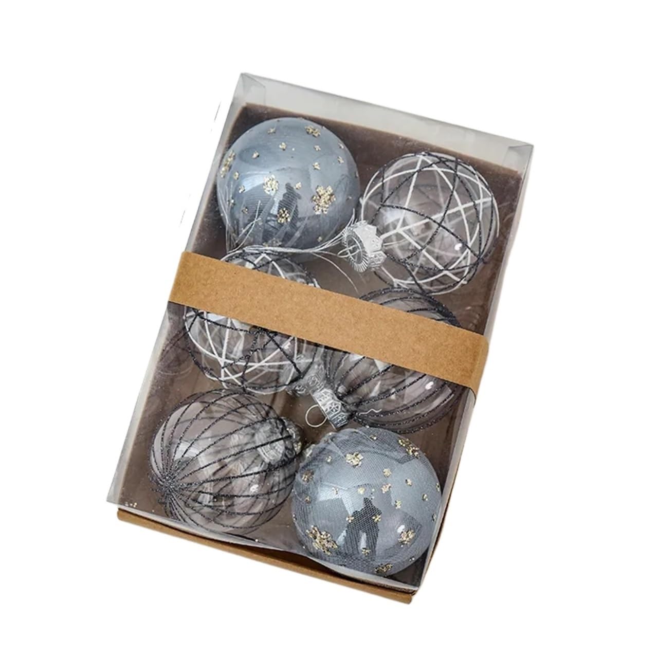 Adornos de bola de Navidad, 8 cm, tela pintada, transparente, decoración para árbol de Navidad