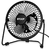 BTOOP 4 Inch Mini USB Desk Fan - Small - Black