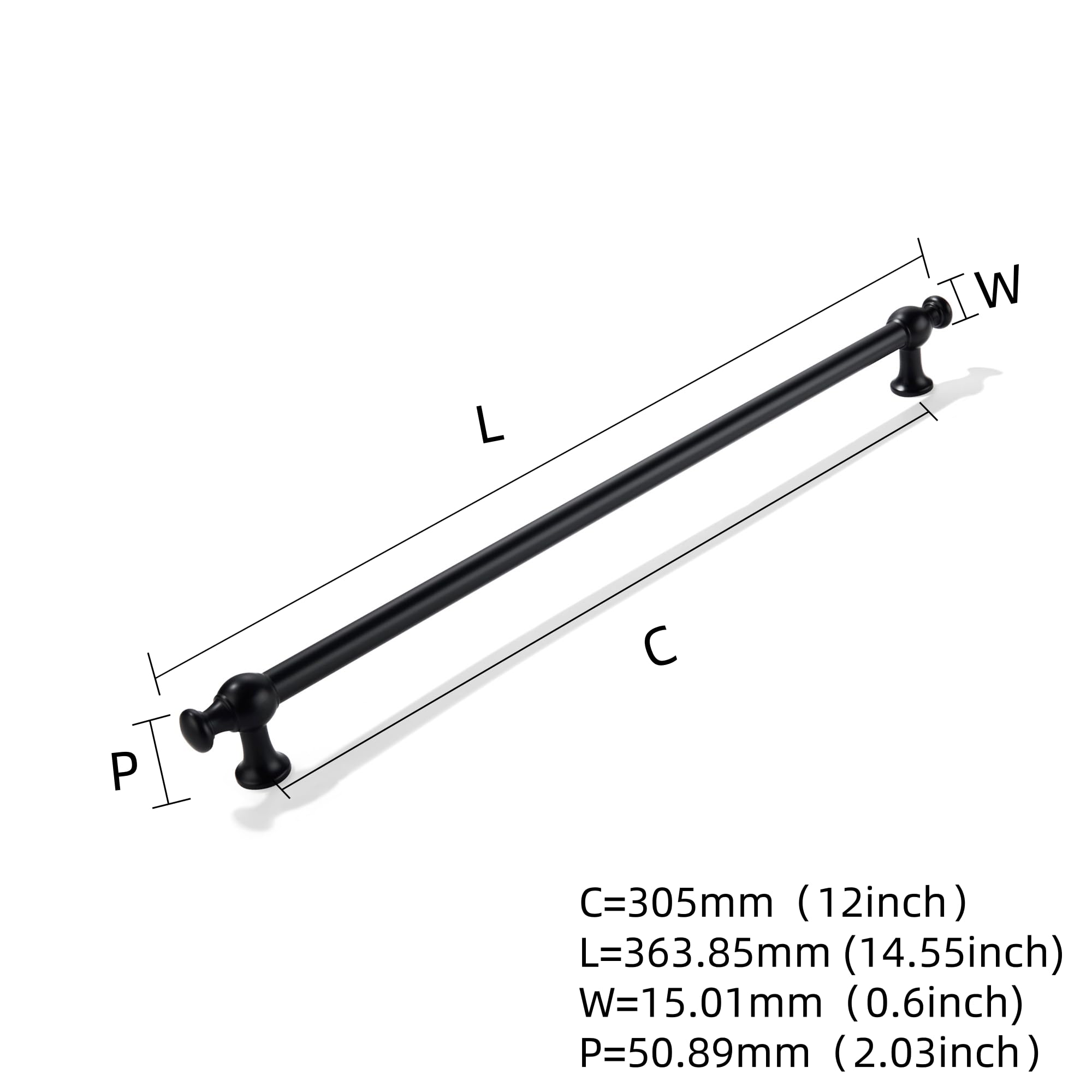 KHTUMEWARE-80453 Matte Black Appliance Pulls CTC 12 in (305 mm) in Matte Black — KHTUMEWARE