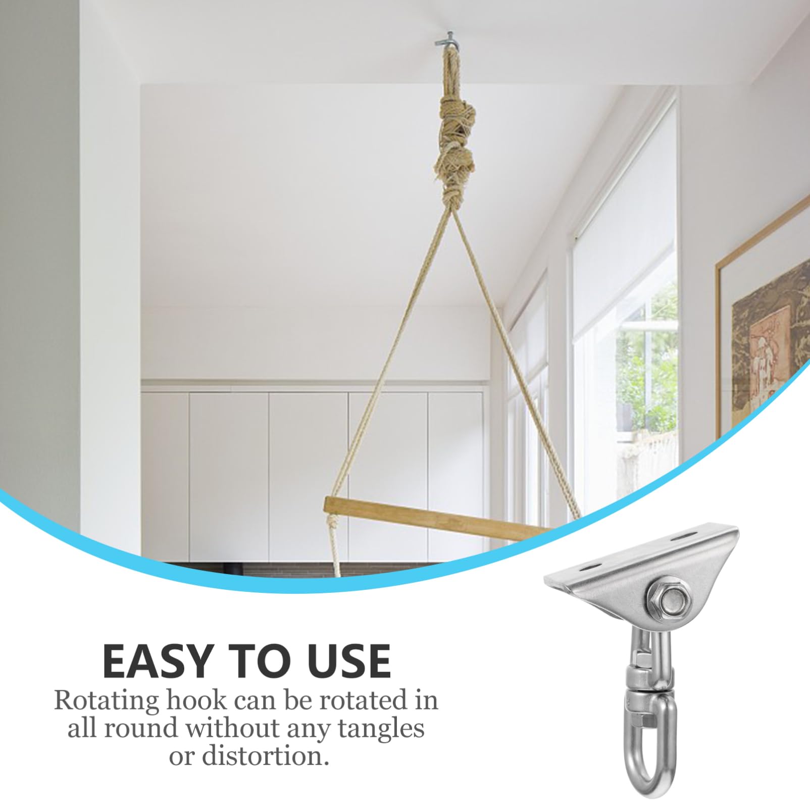 Kisangel 1 Set Metal Swing Spring Hook Swing Buckle Base Hammock Hanging Hook Hammock Spring Hook Swing Rotation Hook Hammock Swinging Ring Swing Hammock Hook Silver Stainless Steel