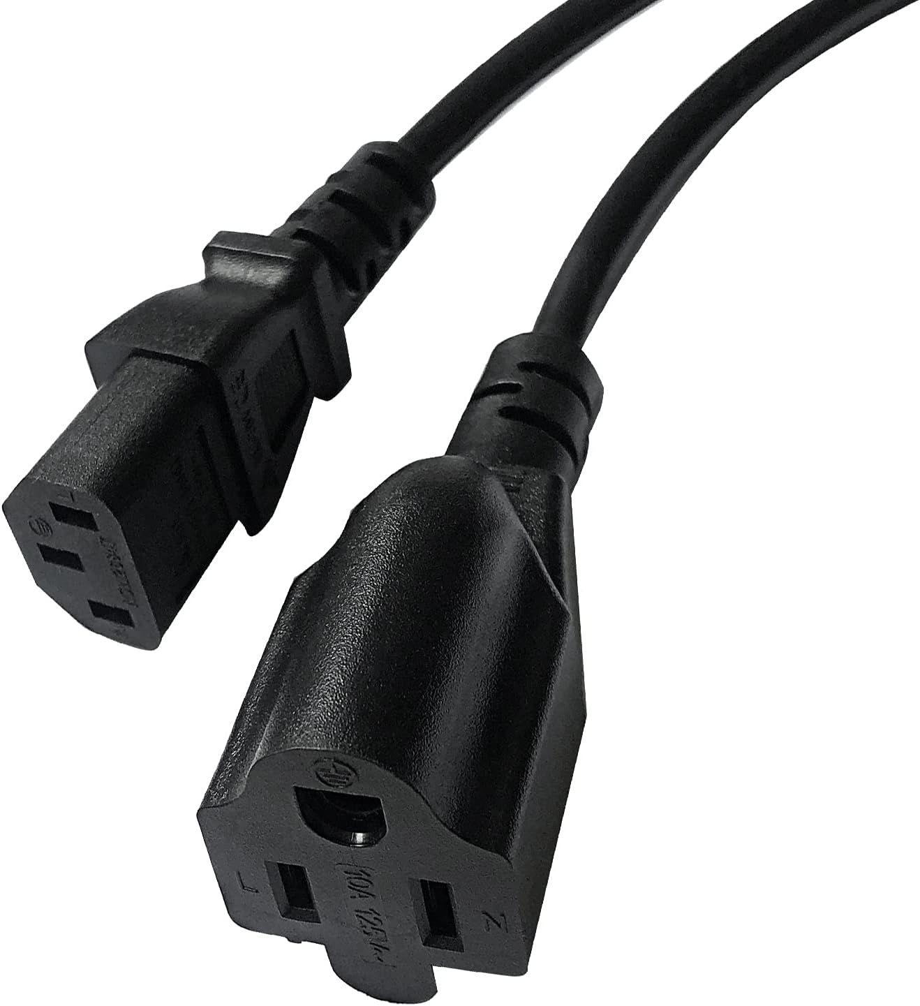 C14 to C13+NEMA 5-15R Y Splitter Power Plug Cord,Single C14 Male to C13+Nema 5-15R Female Splitter Adapter Cable Cord,30cm