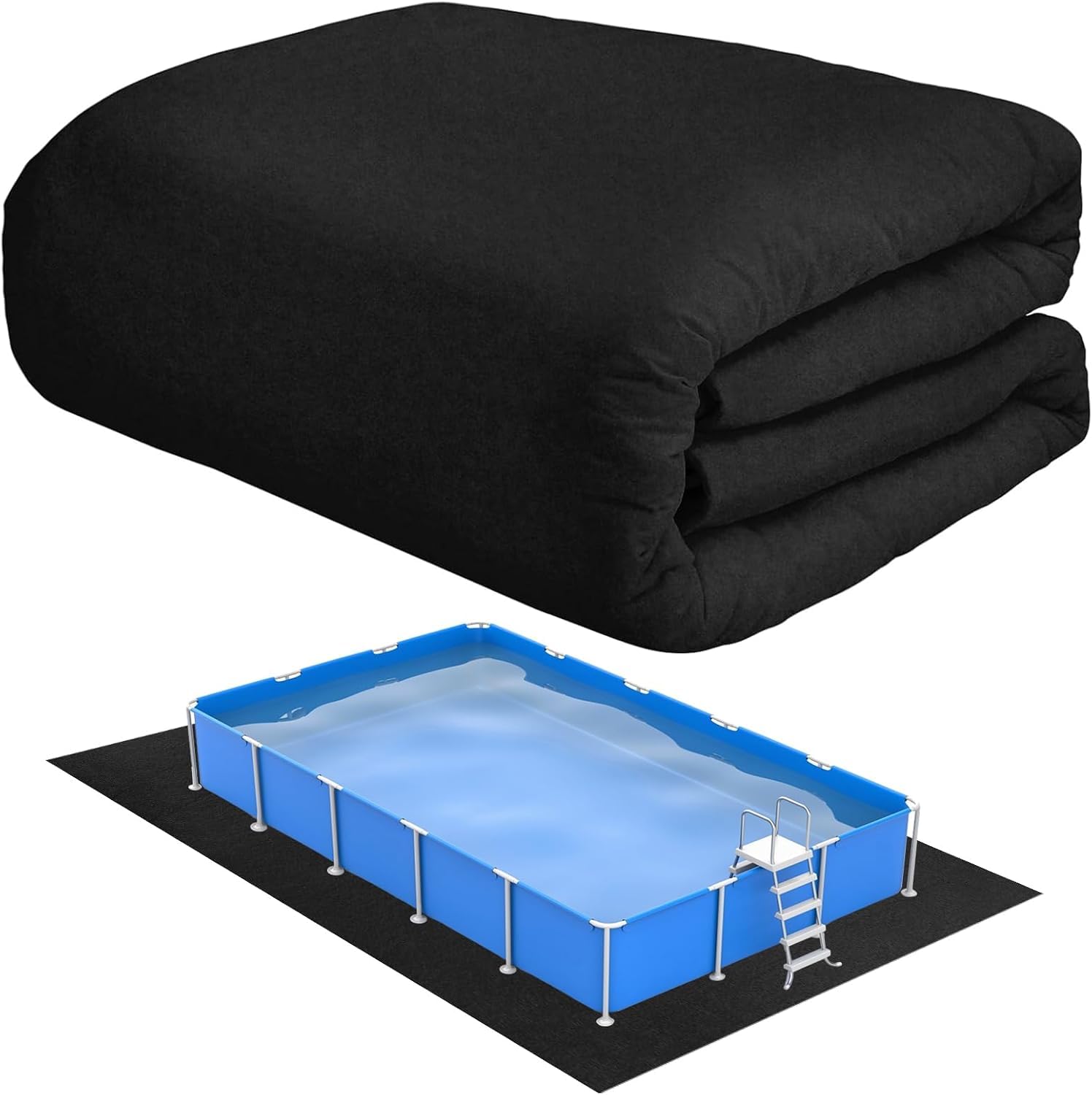 Photo 1 of 9'10" x 6'7" Rectangular Pool Liner Pad for Above Ground Frame Pool 9 ft 10 in x 6 ft 6.75 in, Protects Pool Liner Padding Pool Mat for Pool Bottom Liner Protector 9.8' x 6.6'
