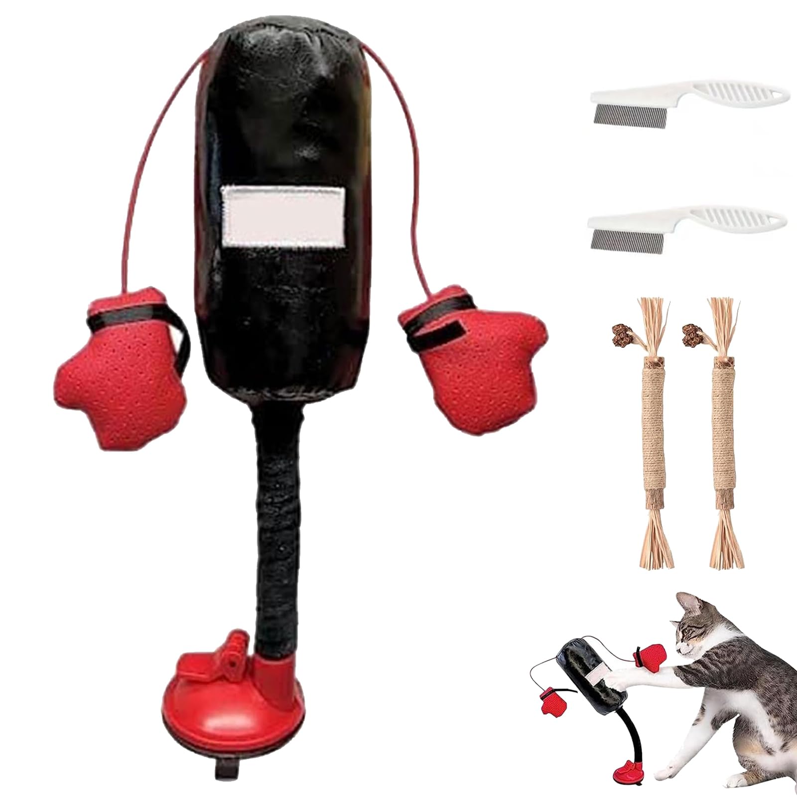Sac De Frappe Pour Chat Avec Ventouse - Jouet Interactif Pour Exercice Et Amusement - Fixation Solide Sur Surfaces Lisses