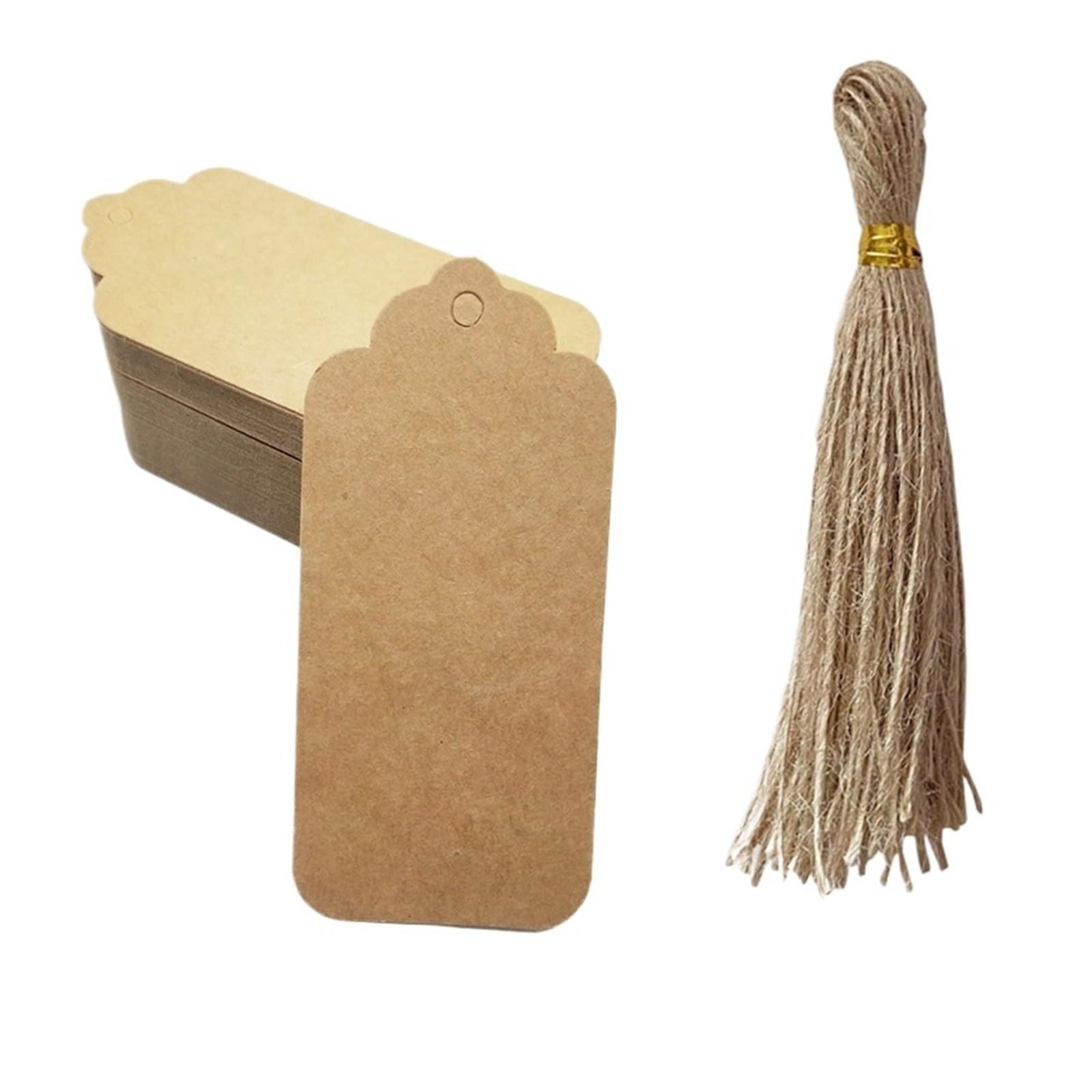 rice Tags with String 200PCS Blank Garment Tags White Kraft Black Paper Cards Shoes Bags Hang Tag Gift Packaging Supplies Home Decoration DIY Crafts For Cupcake Stand(Kraft)