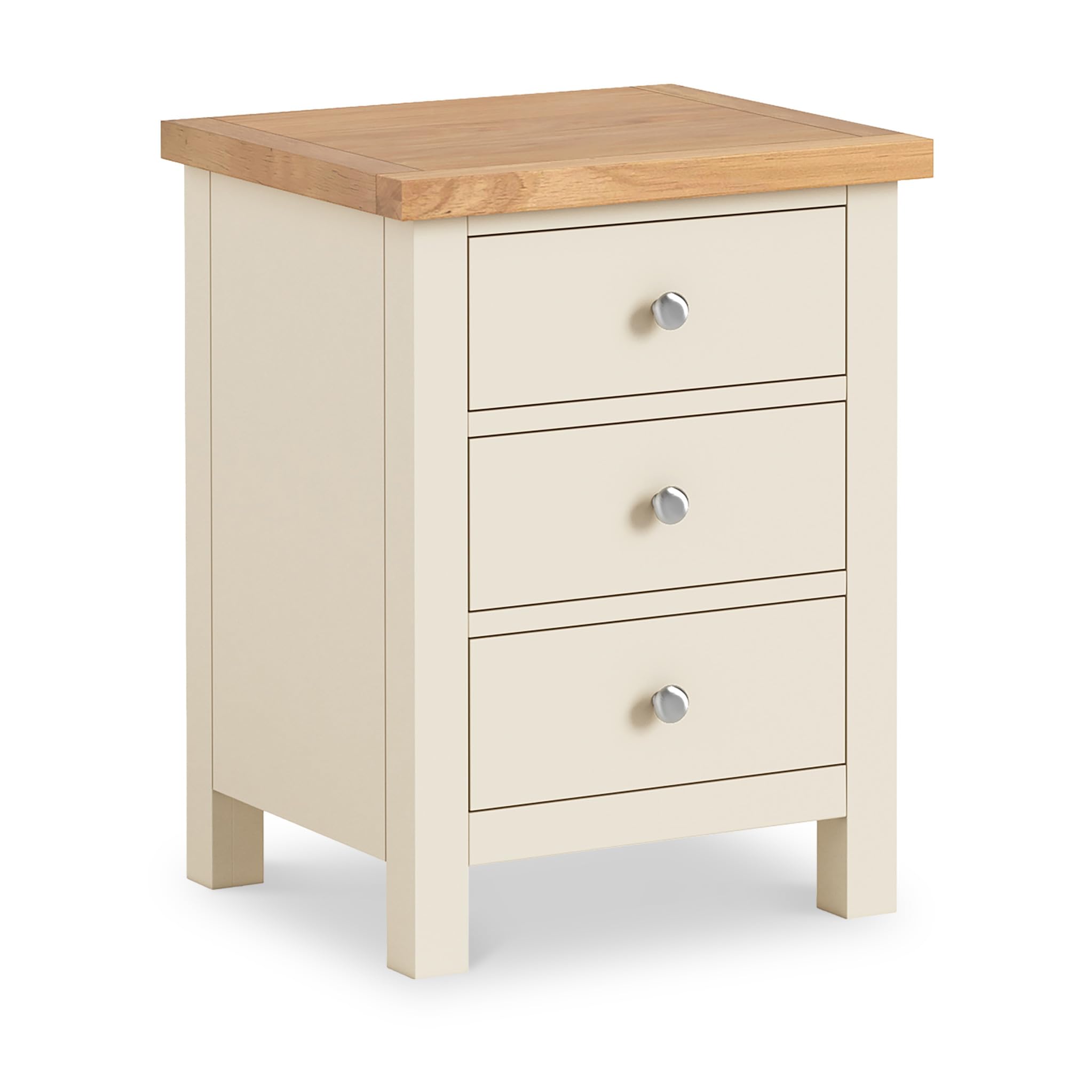 RoselandFurniture Farro XL Cream 3 Drawer Bedside Table | Fully Assembled