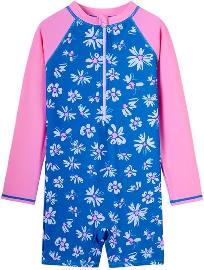 Image of Girls Swimsuit Long Sleeve Rash Guards Swim Suit 4-12Y