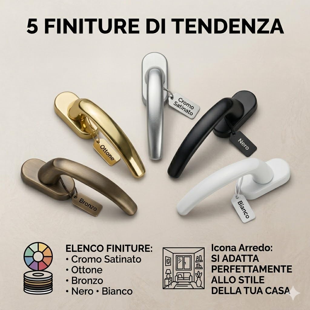 Maniglia per Infissi STAR Bronzo - Maniglia per Porta Finestra e Infissi Alluminio o PVC - Meccanismo Apertura 360 Gradi - Ferramenta Casa e Accessori Finestre - Maniglie Interne (Bronzo)