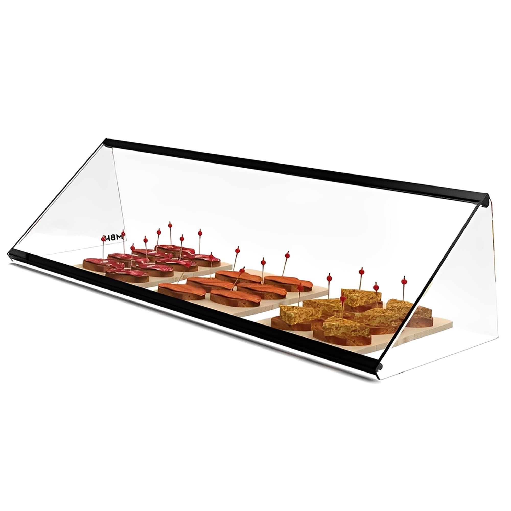 MBH - Vetrina espositiva neutra professionale triangolare PITAGORAS da 112 cm. Espositore neutro da banco neutra per bar, ristoranti e ospitalità.