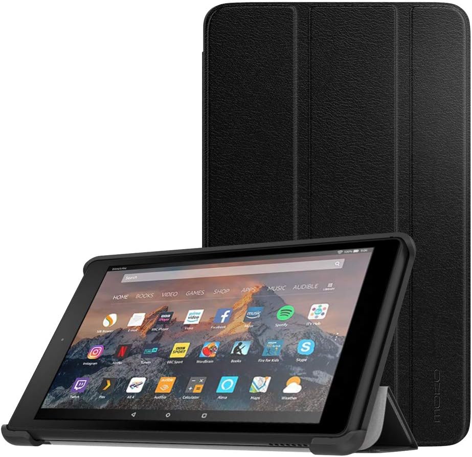 MoKo Case Fits Kindle Fire 7 Tablet (9th Generation, 2019 Release), Lightweight Slim Shell Shockproof Back Stand Cover with Auto Wake/Sleep - Black