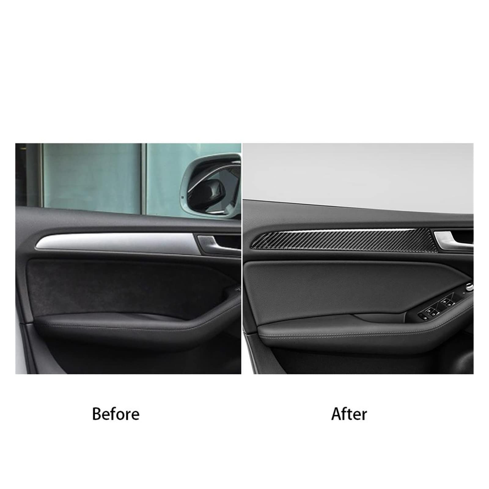 Pasuje do Audi Q5 B8 SQ5 8R 2010-2018 Panel wewnętrznych drzwi samochodu z włókna węglowego Wykończenie panelu naklejki Stylizacja Auto Akcesoria do przycinania Straż Zestawy naklejek