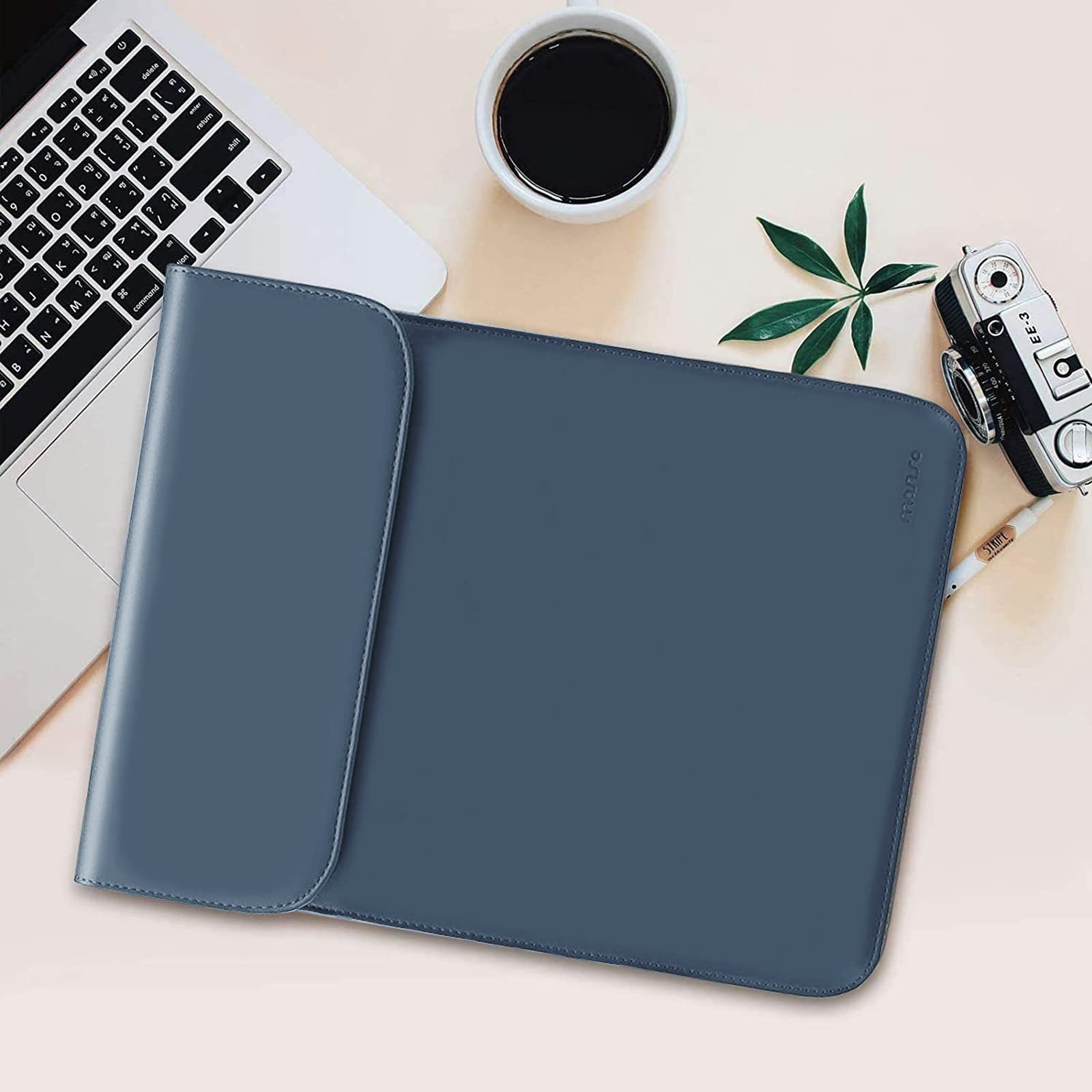 MOSISO 13 Pollici Custodia Laptop, 13 Pollici Borsa PC Compatibile con Air M4 M3 M2 M1 2025-2018 / Pro M2 M1 2025-2016, Custodia Finta Pelle Scamosciata con Borsa Piccola, Blu Pavone