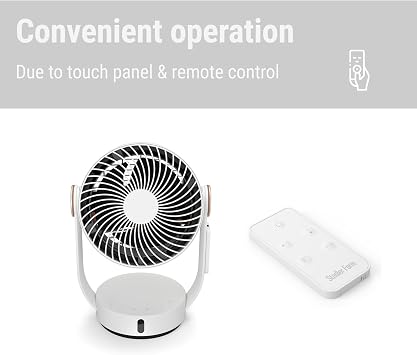Stadler Form 3D air circulator Leo, fan with horizontal and vertical swing mode, wide range of up to 26 feet, white with remote control