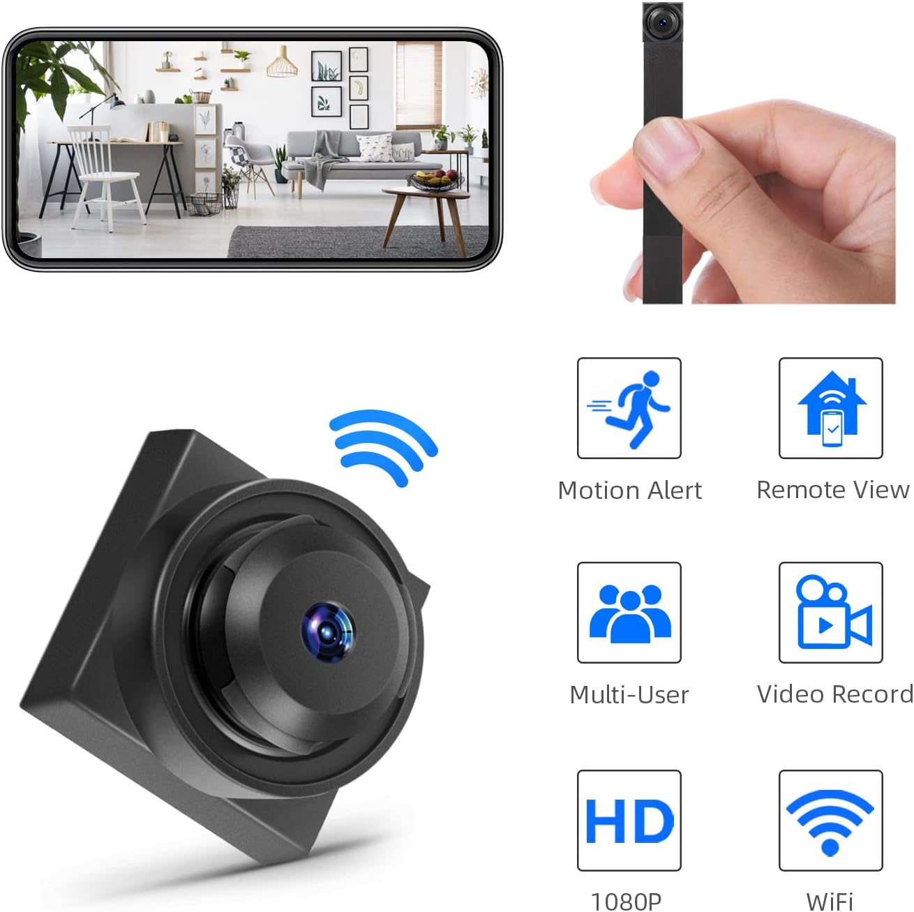 Mini Spy Camera, 1080P WiFi Hidden Camera Kits Easy Sits Concealed in