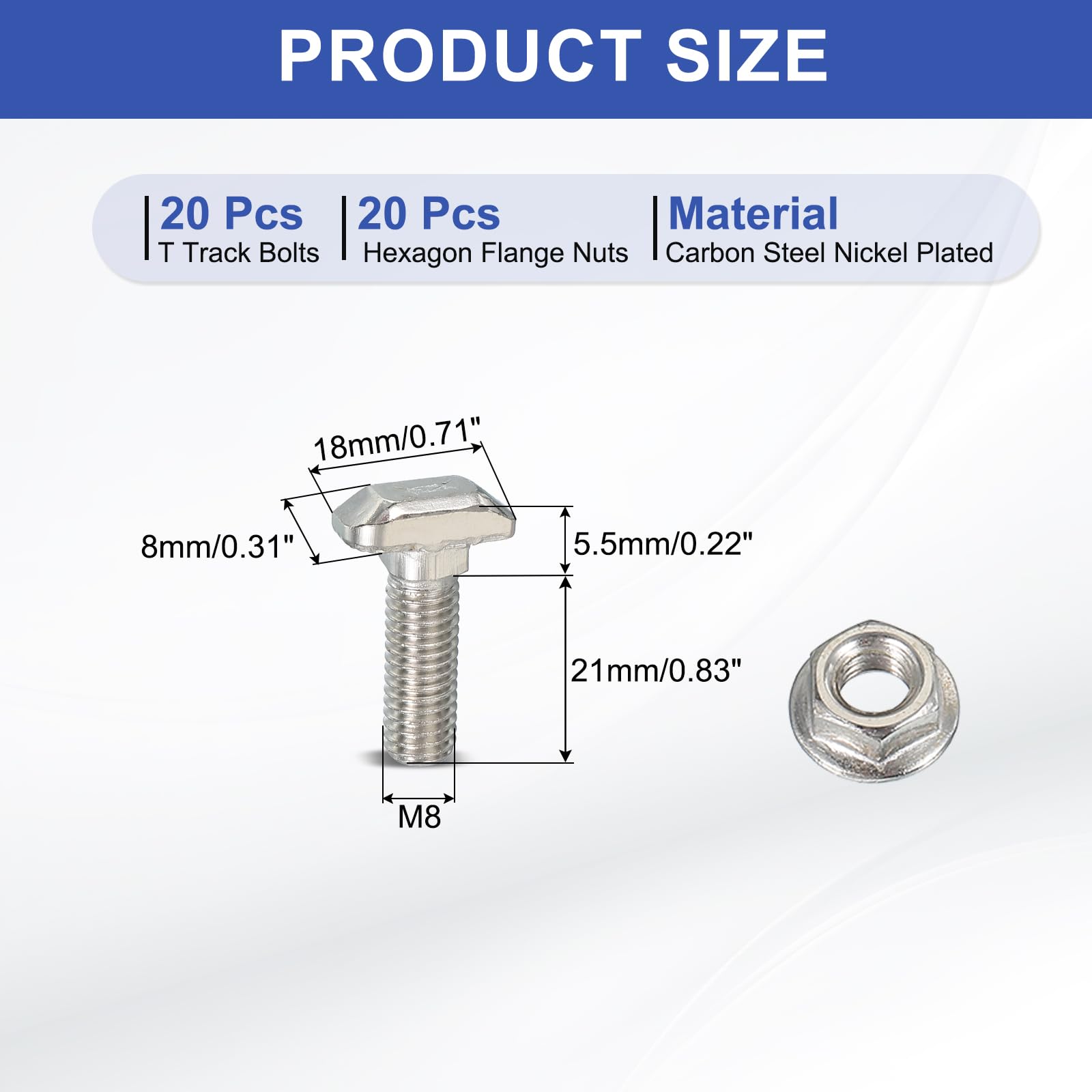 PATIKIL M8 x 23 mm T-Slot Bolts - Image 2