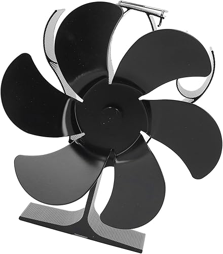 Miniatura 8 de Ventilador de estufa de 6 aspas, ventilador de estufa de leña con arranque automático, ventilador de chimenea, diámetro negro, circulación de aire,