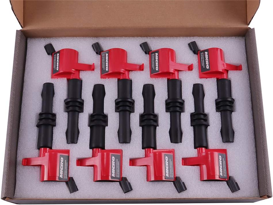 8-PACK High Performance Ignition Coils For Ford F-150 & Lincoln Mercury - 15% More Energy, Red