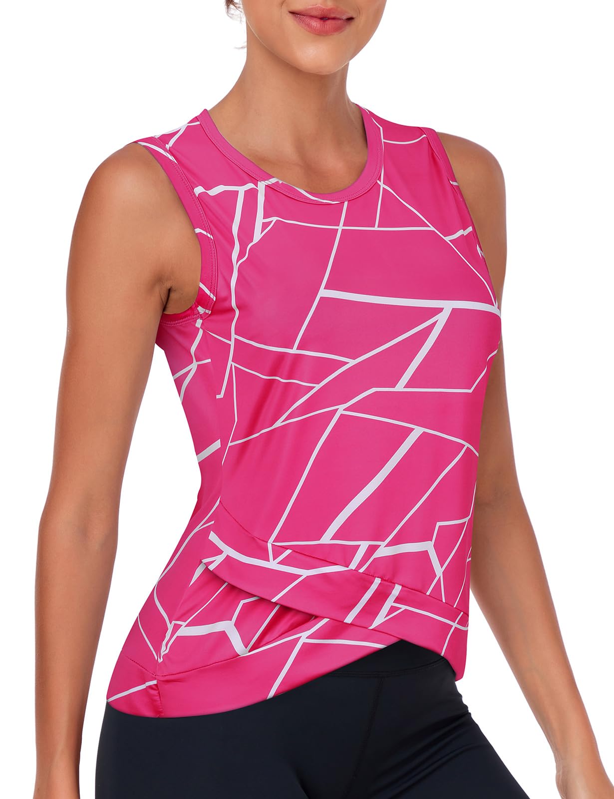 AkiooueWorkout Tank Tops for Women Sleeveless Gym Sports Yoga Tops Athletic Running Moisture Wicking Crop Vest Shirts