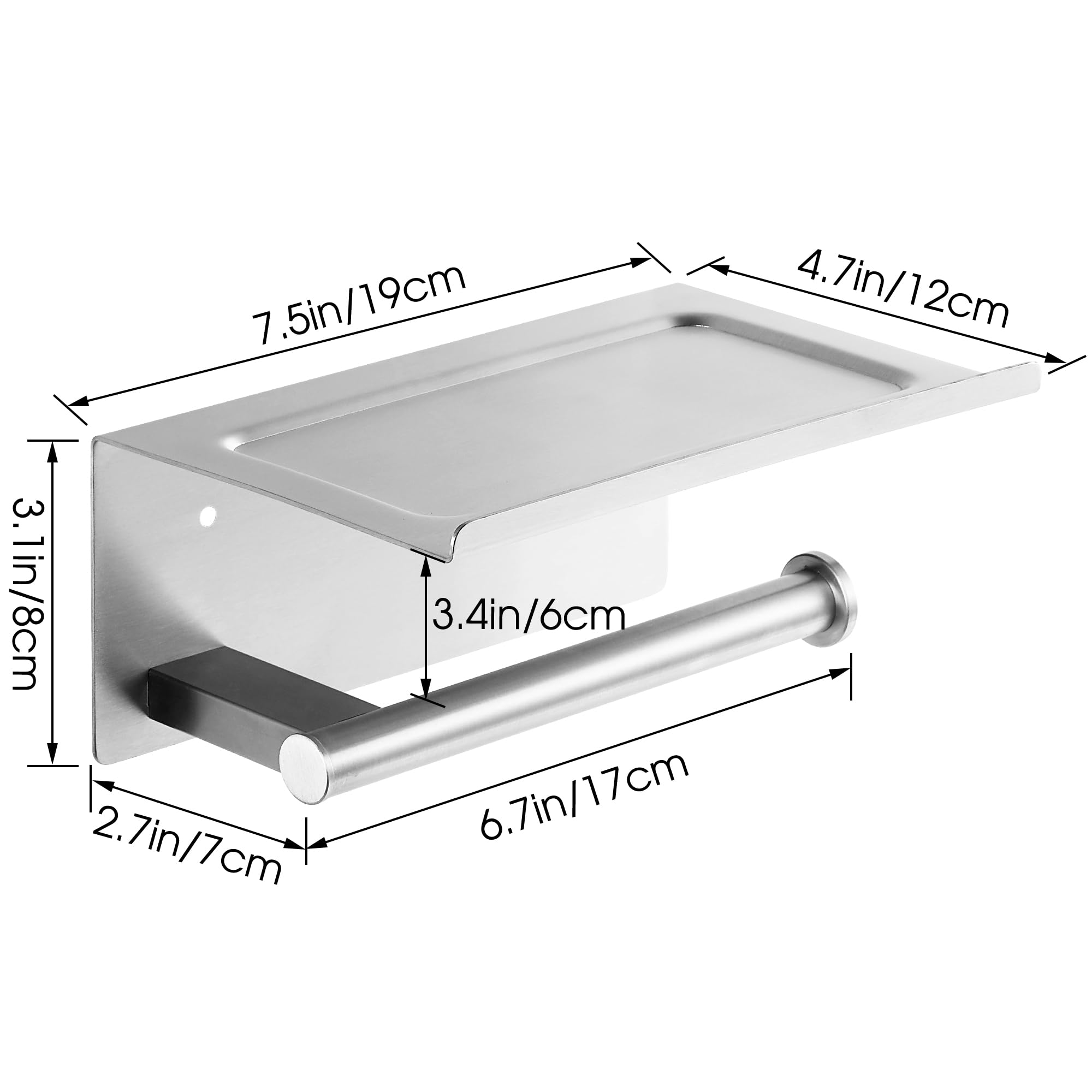 FOMANSH Portarrollos para Papel Higiénico - Portarrollos con Soporte para Celular, Portarrollos de Acero Inoxidable con 2 Métodos de Instalación, Adhesivo, para Baño, Inodoro, Cocina