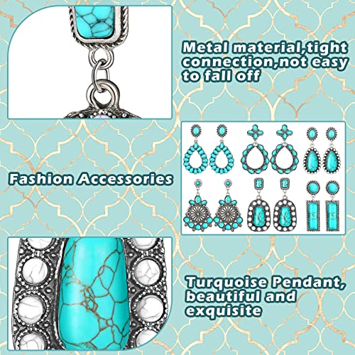 BBTO 6 Pairs Turquoise Oval Earrings Turquoise Bohemian Dangle Vintage Boho Western Jewelry Western Earrings for Women Cowgirl Gifts3