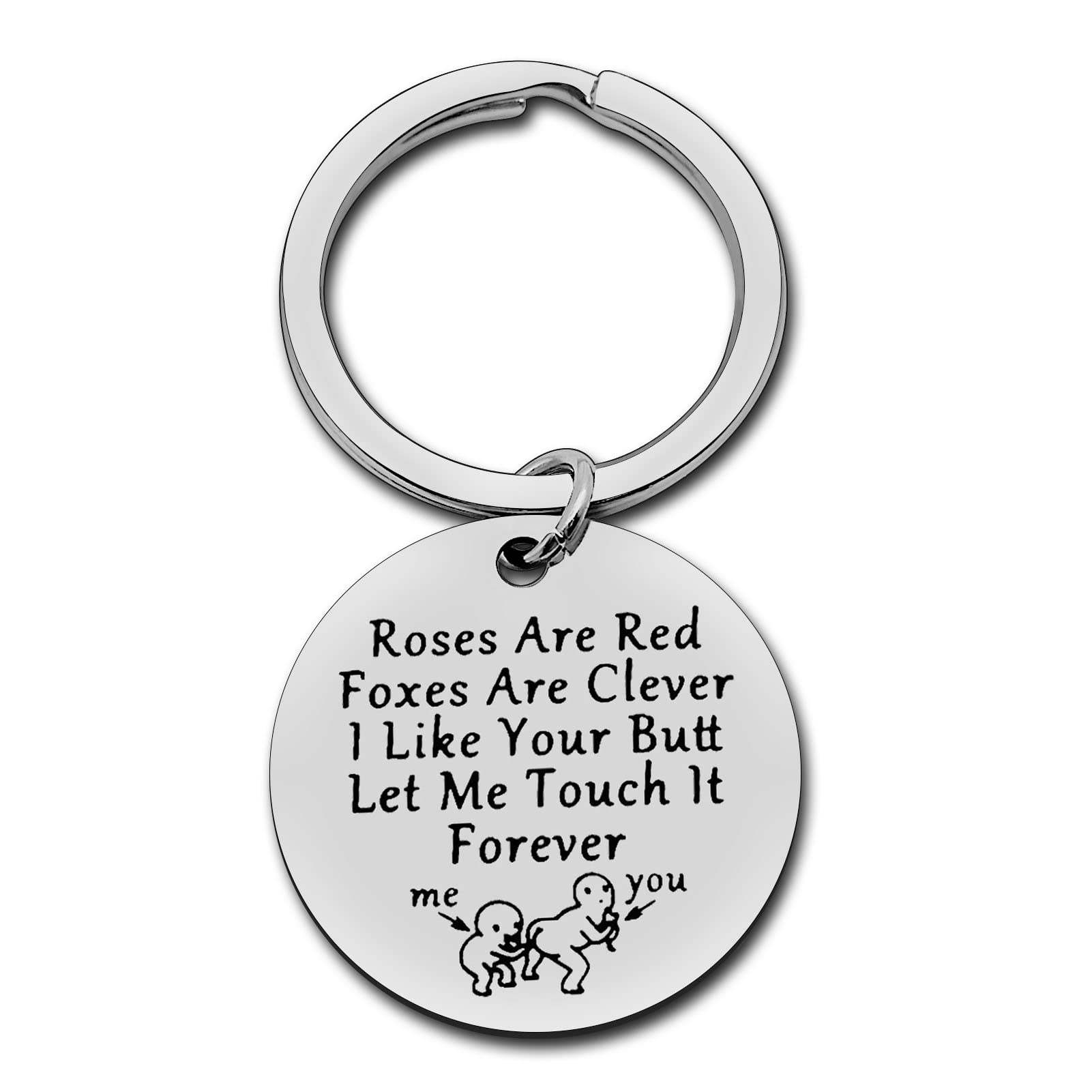 Funny Couple Keyring - Let Me Touch it Forever Keychain - Anniversary & Valentine's Day Gift for Him & Her
