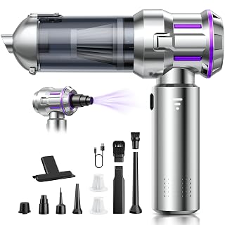 Handheld Vacuum Cleaner, 22000Pa 4-in-1 Car Vacuum Cleaner Cordless, 3 Speed Brushless Motor Mini Hoover with One-Touch Cleaning, Rechargeable Portable Air Duster for Home Car Office Pet Hair, Silver - Amazon product rated Grade A