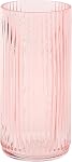 Ribbed Pink Glass Vase - 8 Inch Modern Ribbed Vase for Flowers, Living Room, Bathroom, Dining Table, Office, Wedding, Centerpieces