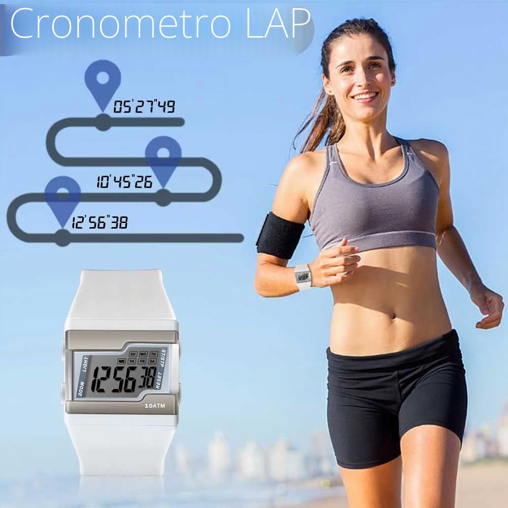 Orologio da Polso Digitale per Nuoto Subacqueo 10 ATM Impermeabile con Molteplici Funzioni di Cronometro Giro, Sveglia, Calendario e Retroilluminazione