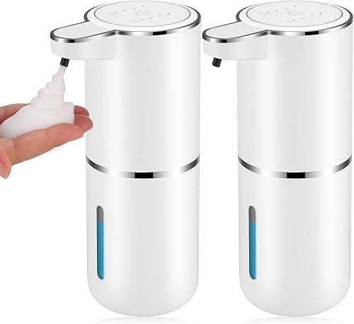Miniatura 1 de Paquete de 2 dispensadores automáticos de jabón, dispensador de jabón espumoso automático sin contacto USB de 13.4 onzas, dispensador de jabón