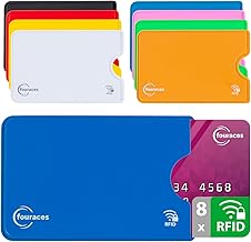 fouraces 8 x RFID Blocker Protective Case Security Against Data Theft - NFC Case - Card Case for Credit Cards and EC Cards, EC Card Case for Bank Cards