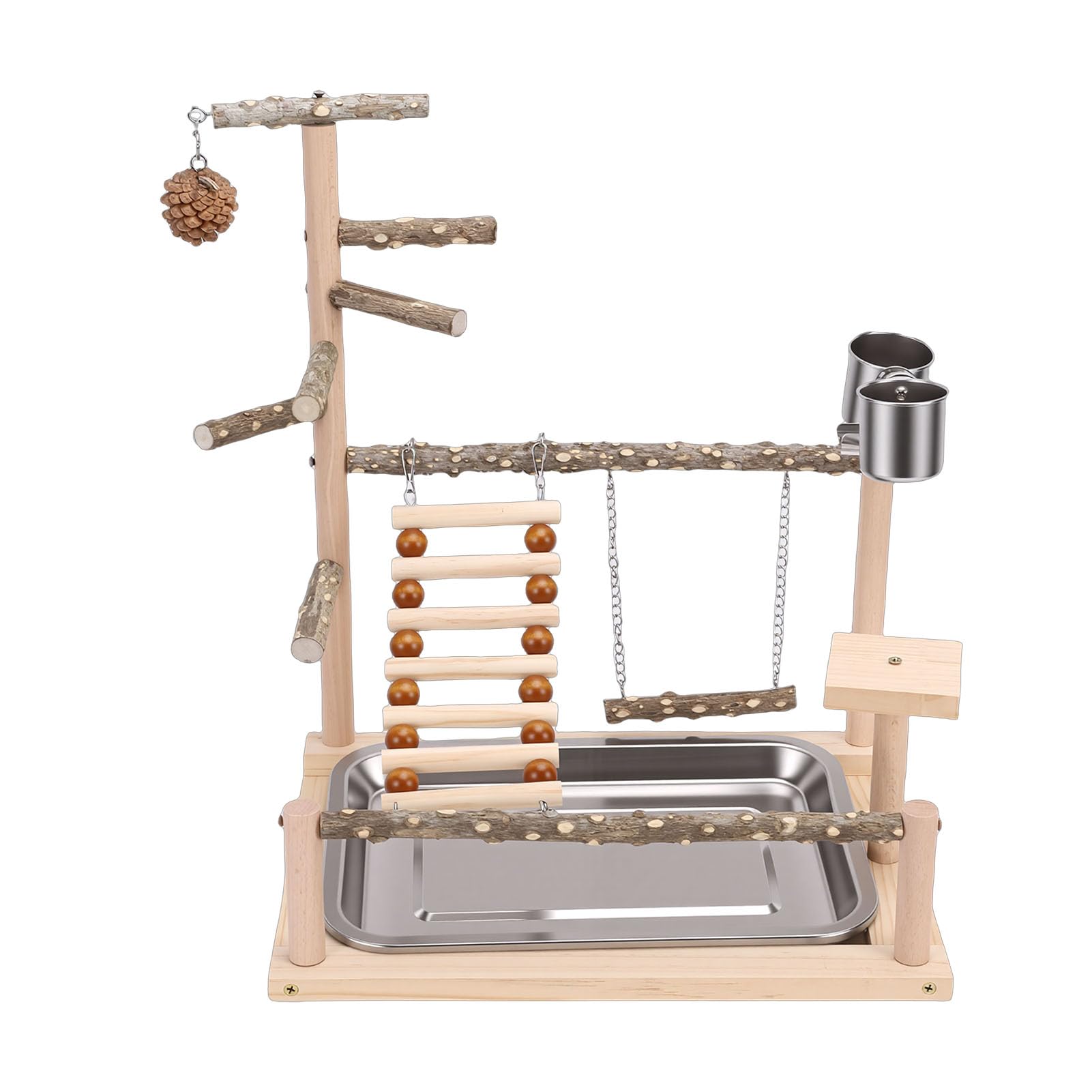 Parco Giochi per Uccelli in Legno di Alta qualità, Trespolo per Uccelli, Altalena per Accessori per Gabbie per, Supporto per Pappagalli Stabile e Affidabile