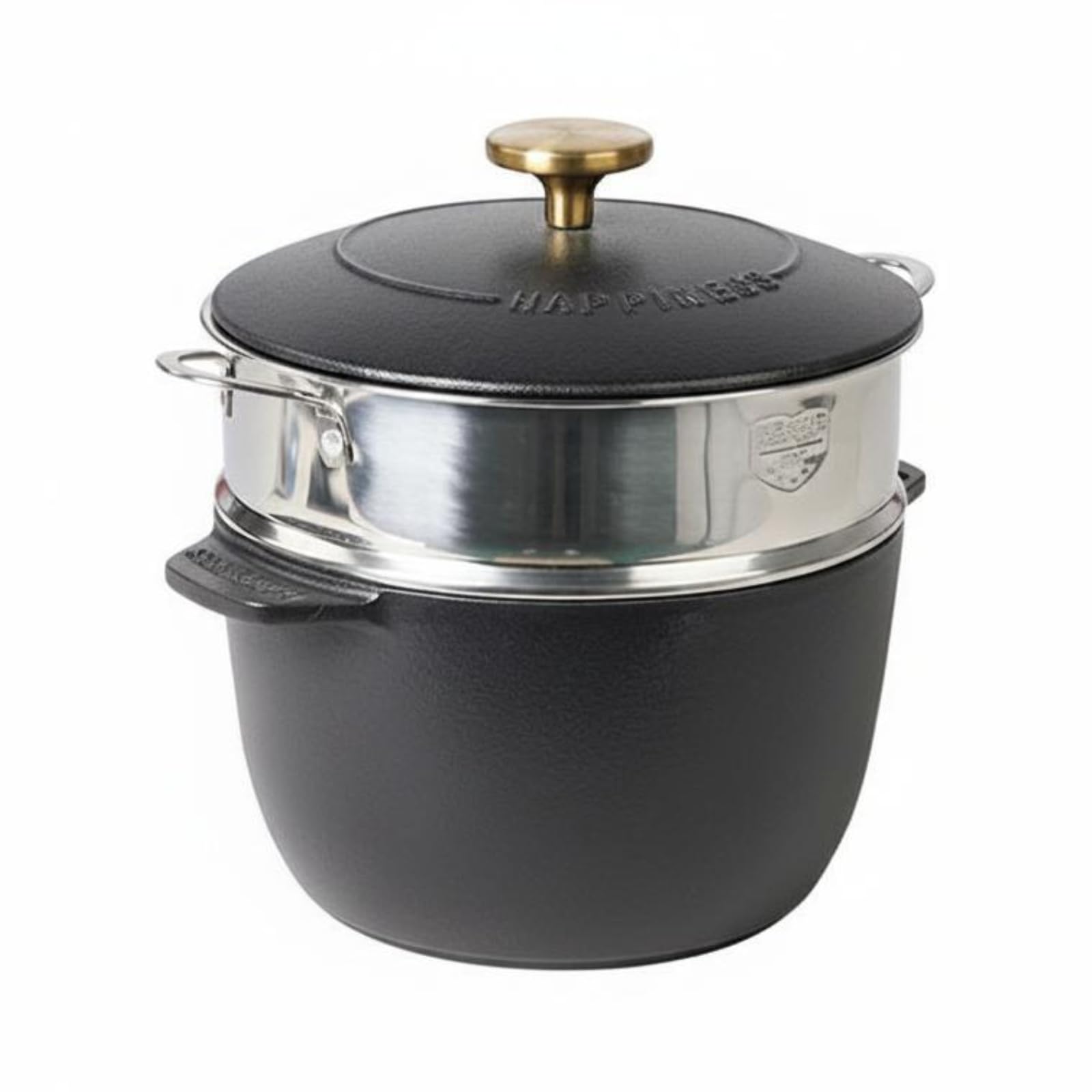 Olla de Hierro Fundido Olla para Estofado Caldera Cazuela Que Retiene y Tamaño Manejable y Compacto para Hervidos y Estofados Apta para Inducción y, color to 1, 20cm Con Vaporera