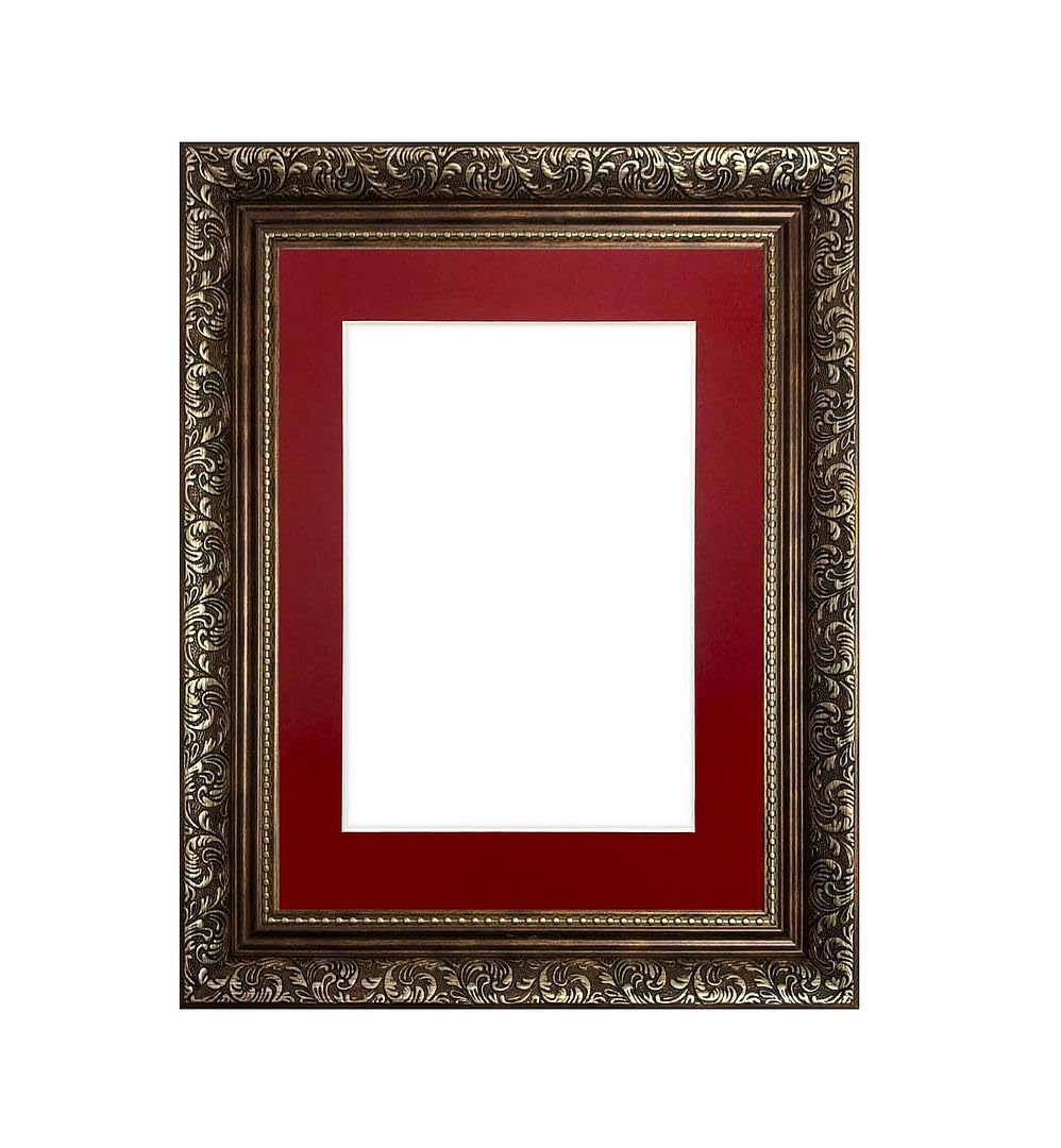 FRAMES BY POST Large Dahlia Bronze Picture Photo Frame with Red Mount 20 x 20 Image Size 16 x 16 Inch Plastic Glass โ image 1