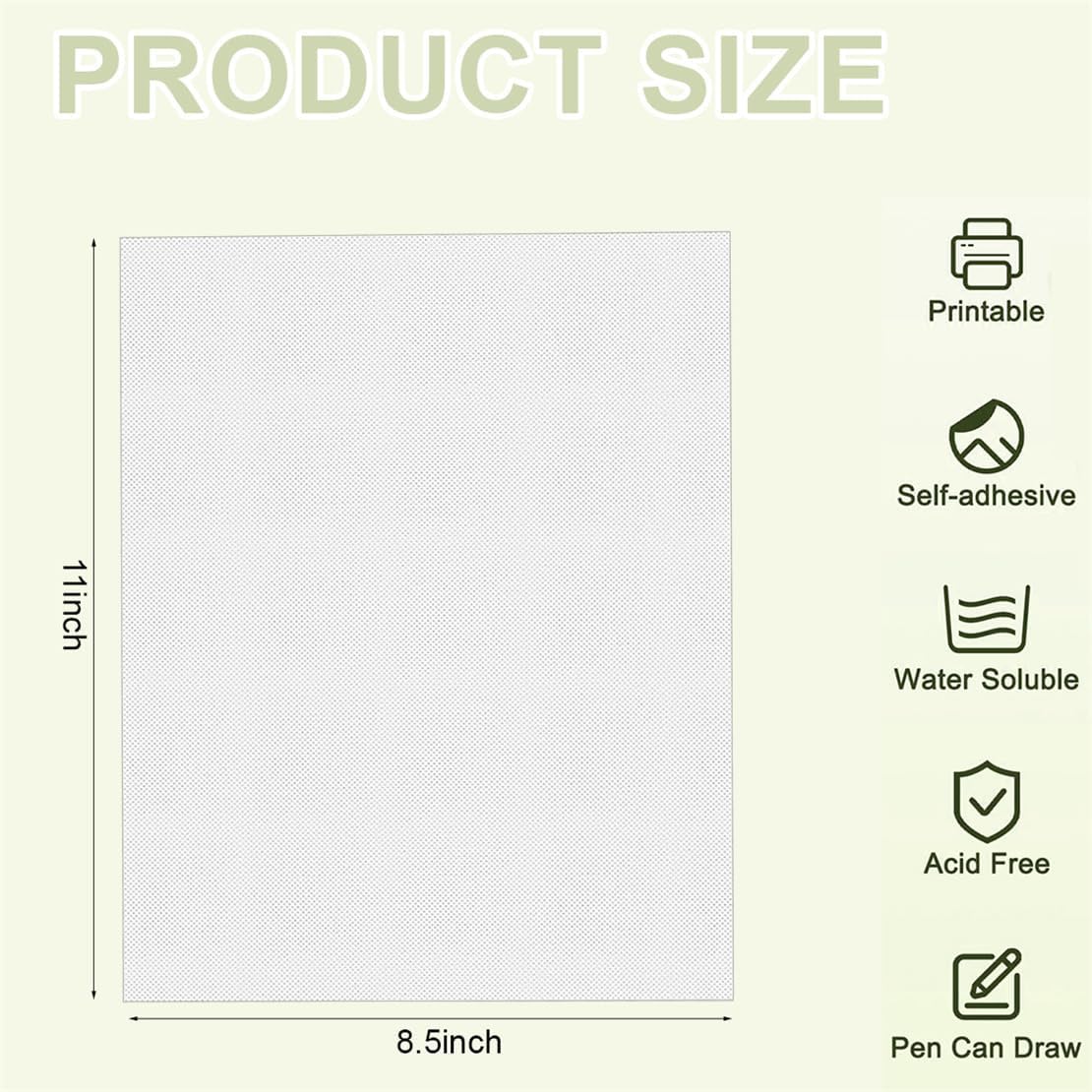 Water Soluble Stabilizer for Embroidery Printable 10PCS 8.5"x11" Stick and Stitch Embroidery Paper Wash Away