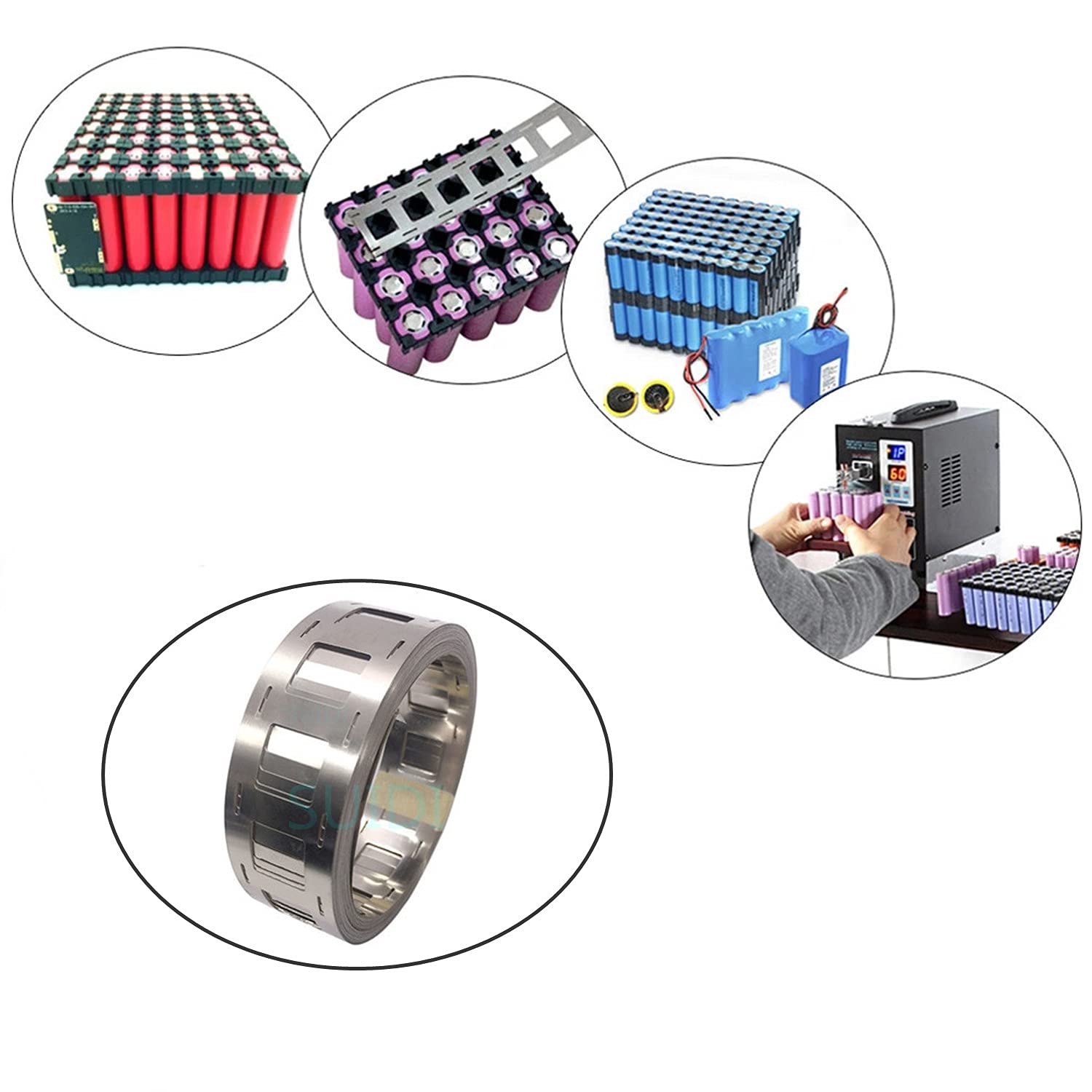 SUIDI Bande de nickel pur 0,15 x 31,5 x 22,5 mm pour batterie Li 21700 - Support de soudage par points - Nécessite des cellules (2 mètres)