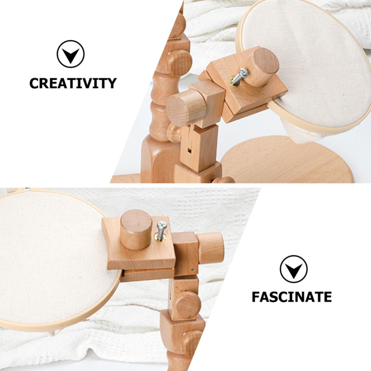 OATIPHO 1juego Soporte de Bordado de Madera Ajustable y Giratorio para Punto de Cruz Bastidor de Mesa Resistente y Ligero para Manualidades y Regalo para Amantes del Bordado