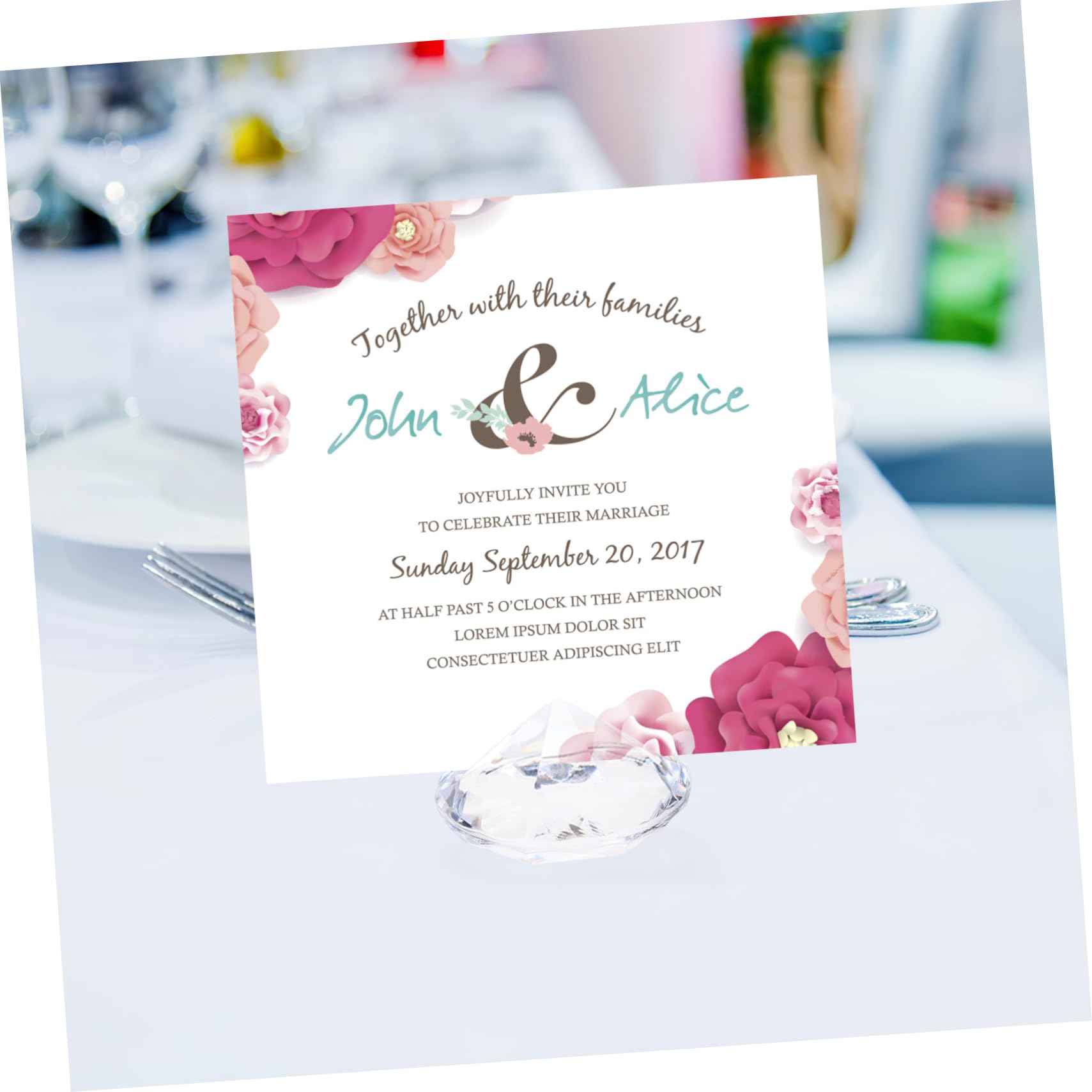 TEHAUX 24piezas Soporte para Tarjetas De Mesa De Soporte para Números De Mesa De Boda Accesorio para Decoración De Fiesta Clip para Fotos y Notas Transparente y Elegante