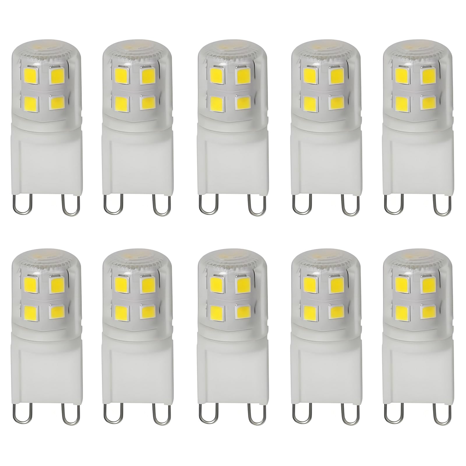 WULUN G9 LED Light Bulb 2W Cool White 6000K, 20W 25W Halogen Bulbs Replacement, Non Dimmable, G9 Pin Base Light Bulb, AC220-240V, 360°Beam Angle, 10 Pack
