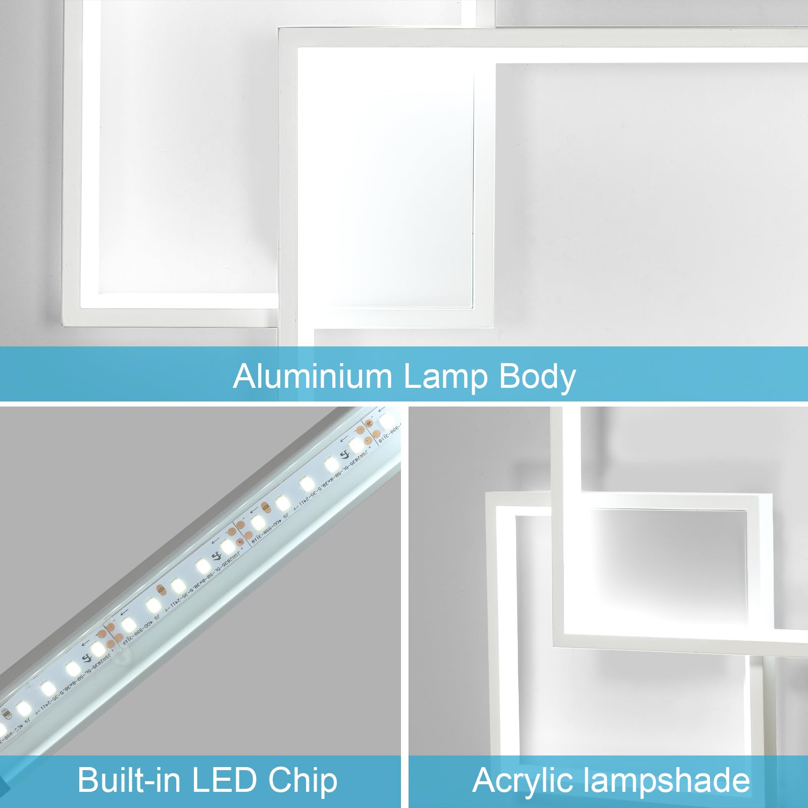 41CM Applique da Parete Interno LED 34W Lampada da Parete 6500K | 34W 3825LM Moderno Bianco Lampada a Muro in Alluminio per Camera da Letto Soggiorno Scale Corridoio, Bianco Freddo 6500K