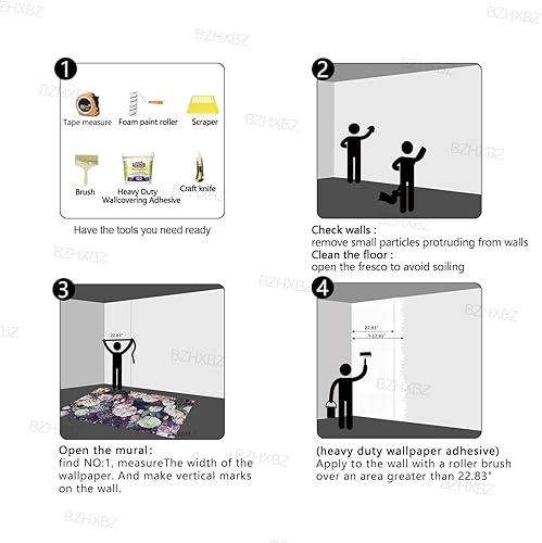 Miniatura 5 de Papel tapiz floral negro para dormitorio, flores botánicas moradas, murales de hojas, sala de estar, fondo de televisión, mural de pared grande,