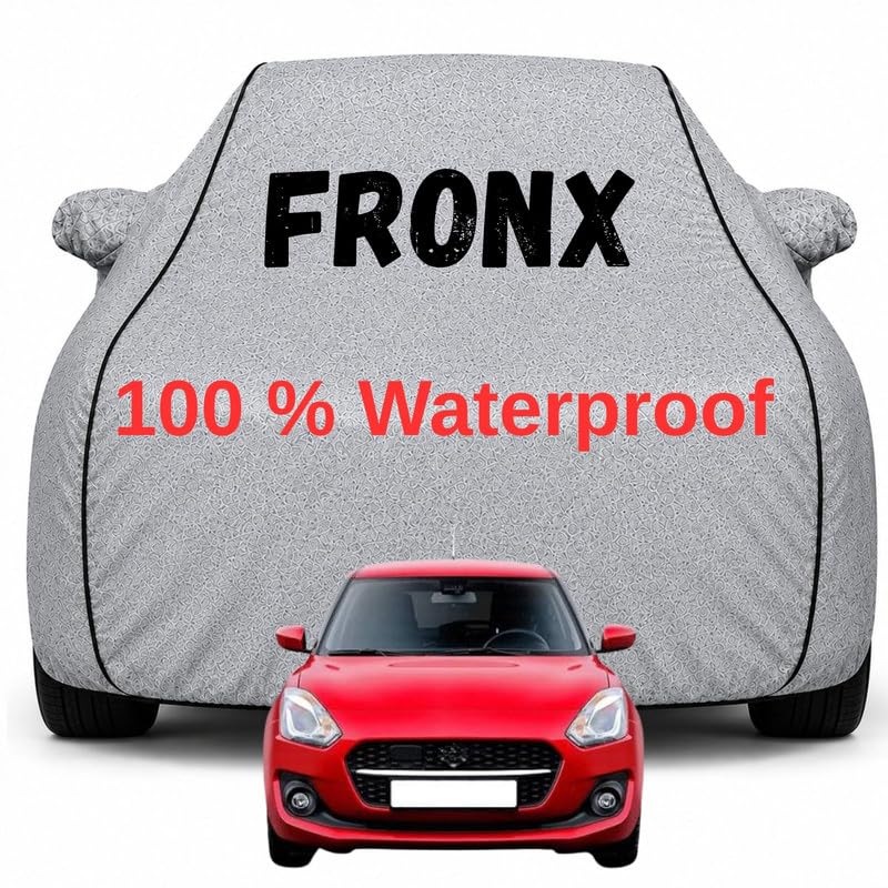 Image of Durable Full Body Waterproof Fronx Car Cover | Premium Polyester Silver Cover | Custom Fit Vehicle Protection | UV Resistant, Dustproof, Scratch Resistant, Heat & Wind Protection