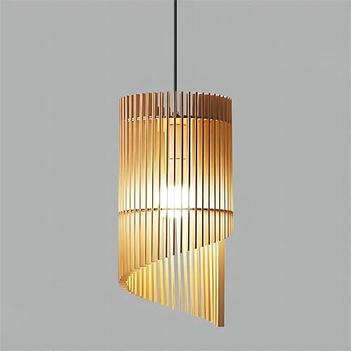 LIGHTLAND Lámpara colgante estilo Wabi-sabi de 7.9 pulgadas, lámpara colgante de madera, lámpara colgante de estilo japonés vintage, lámpara