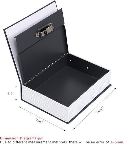 Miniatura 10 de KYODOLED - Caja fuerte con forma de libro con cerradura de llave, caja de seguridad secreta con camuflaje de diccionario, caja oculta para dinero,