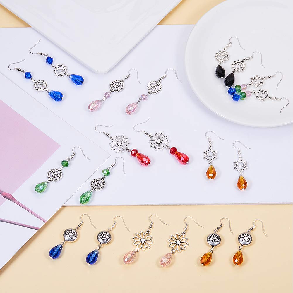 Kit Fai Da Te Per Orecchini – Ciondoli Fiore Di Loto, Perline Turchesi, Materiale Per Creare 10 Paia, Tema Chakra E Yoga