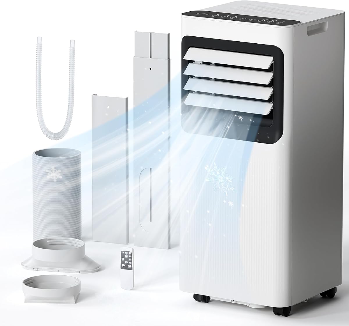 10000 BTU Portable Air Conditioner, 4-in-1 Cools 450 Sq.Ft Quiet AC | with Fan & Dehumidifier, LED Display, Remote, 24H Timer, Portable AC Units with Window Kit, for Bedroom/Office/Dorms